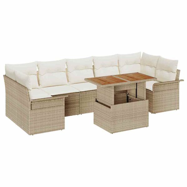 vidaXL Ensemble de canap&eacute; de jardin 8 pcs Beige Poly rotin