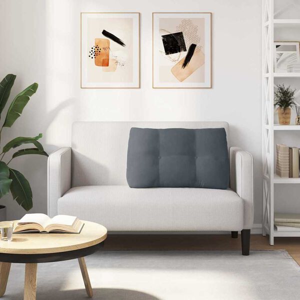 vidaXL Coussin de Dos Gris fonc&eacute; 80 x 24 x 50 cm Velours