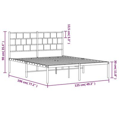 vidaXL Cadre de lit métal sans matelas et tête de lit blanc 120x190 cm