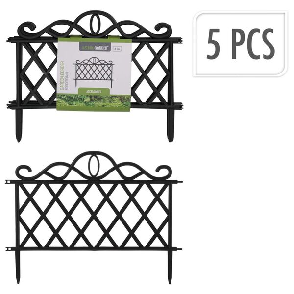 ProGarden Cl&ocirc;ture de jardin d&eacute;corative 5 pcs PP Noir 48x34 cm