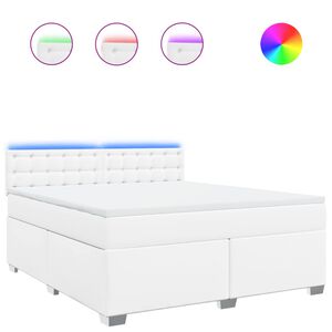 vidaXL Sommier &agrave; lattes de lit avec matelas Blanc 180x200cm Similicuir