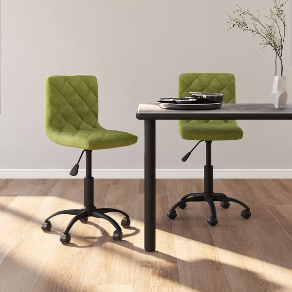 vidaXL Chaises pivotantes &agrave; manger lot de 2 vert clair velours