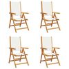 vidaXL Fauteuils pliants inclinables 4 pi&egrave;ces, tissu blanc cr&egrave;me et bois massif