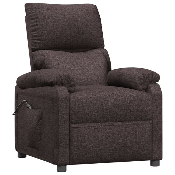 vidaXL Fauteuil inclinable &eacute;lectrique Marron fonc&eacute; Tissu