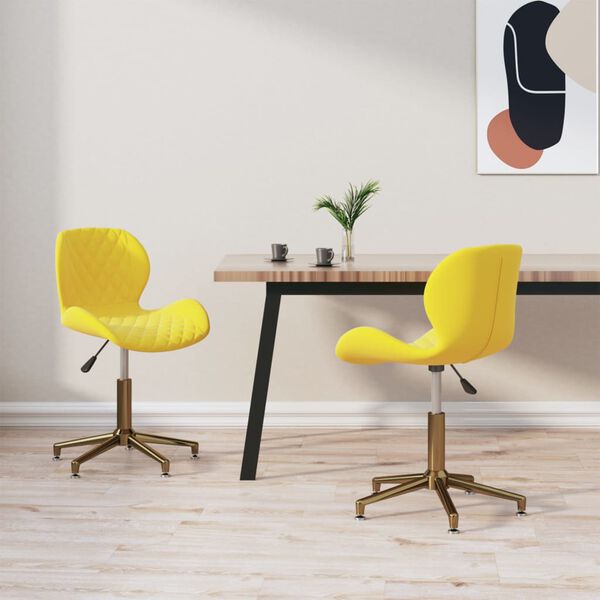 vidaXL Chaises &agrave; manger pivotantes lot de 2 jaune moutarde velours