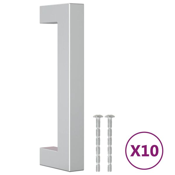 vidaXL Poign&eacute;es d'armoire 10 pcs argent&eacute; 96 mm acier inoxydable