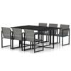 vidaXL Salon de jardin 7 pcs avec coussins R&eacute;sine tress&eacute;e Gris