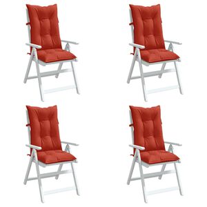 vidaXL Coussins de chaise &agrave; dossier haut lot de 4 rouge m&eacute;lang&eacute; tissu