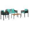 vidaXL Ensemble de meubles d'ext&eacute;rieur Noir et turquoise polyrotin