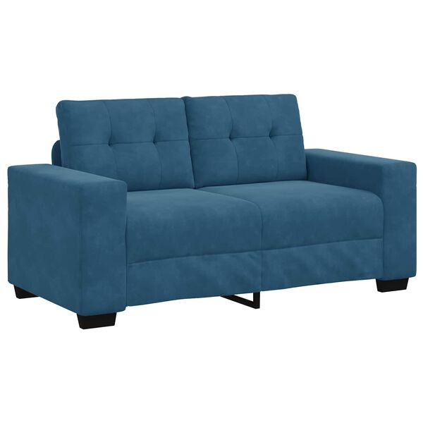 vidaXL | Canap&eacute; Loveseat | avec coussin Bleu Velours
