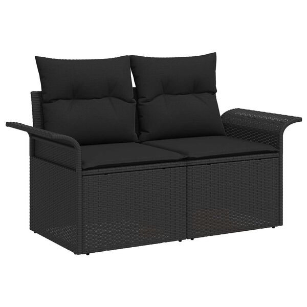 vidaXL Ensemble de canap&eacute; de jardin avec coussin 8 pcs Noir Poly rotin