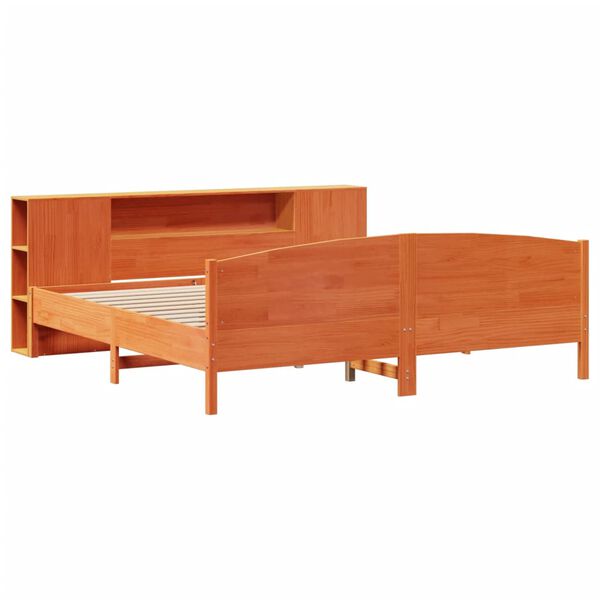 vidaXL Lit biblioth&egrave;que sans matelas cire marron 180x200 cm pin massif