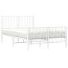 vidaXL Cadre de lit m&eacute;tal sans matelas et pied de lit blanc 120x190 cm