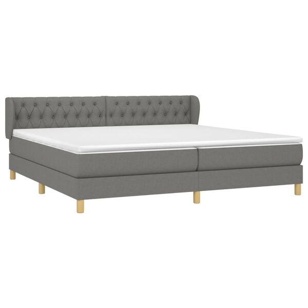 vidaXL Sommier &agrave; lattes de lit avec matelas Gris fonc&eacute; 200x200cm Tissu