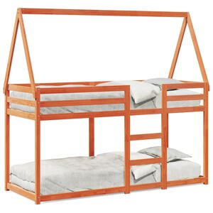 vidaXL Lit superpos&eacute; sans matelas cire marron 90x190 cm pin massif