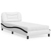 vidaXL Lit avec matelas Hvar blanc et noir 90x190 cm similicuir