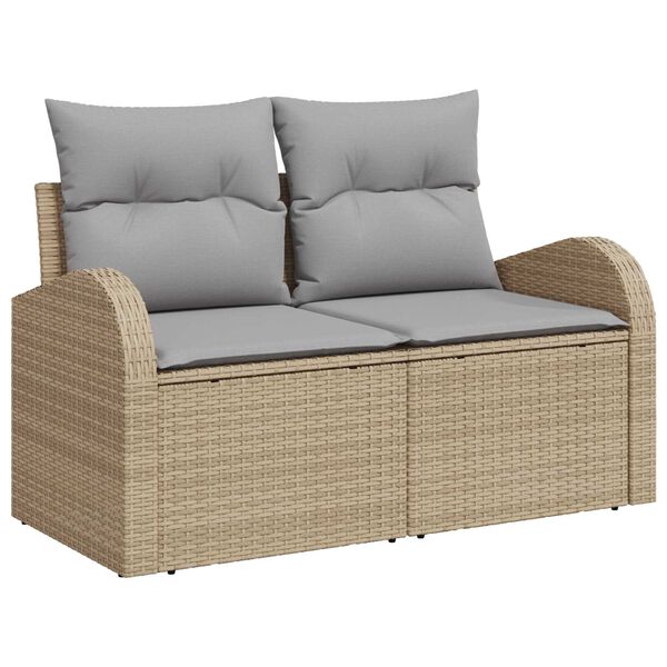 vidaXL Ensemble de canap&eacute; de jardin 6 pcs Beige Poly Rattan