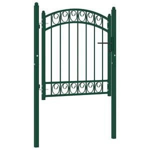 vidaXL Portail de cl&ocirc;ture EMMEN avec arc en haut, acier, 100&nbsp;x&nbsp;86&nbsp;cm, vert