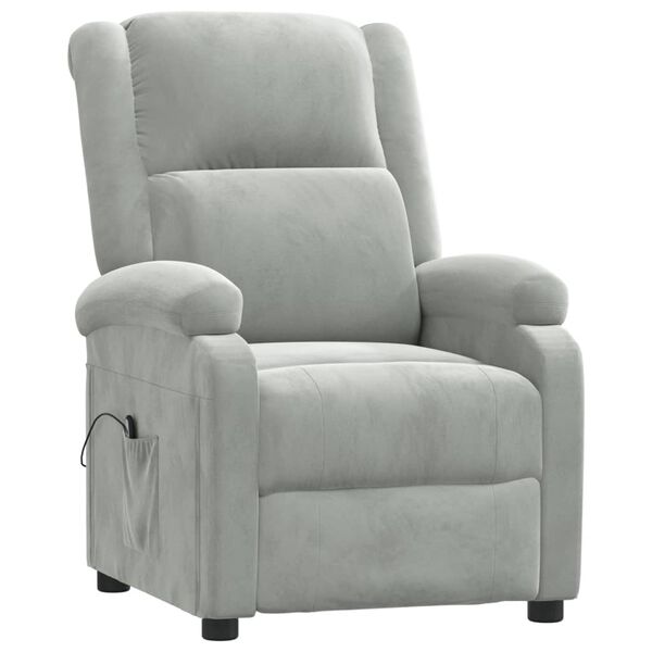vidaXL Fauteuil inclinable &eacute;lectrique gris clair velours