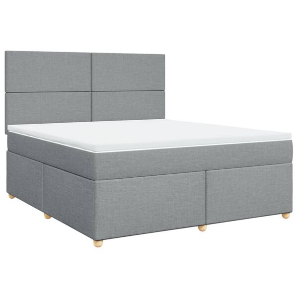 vidaXL Sommier &agrave; lattes de lit avec matelas Gris clair 180x200cm Tissu