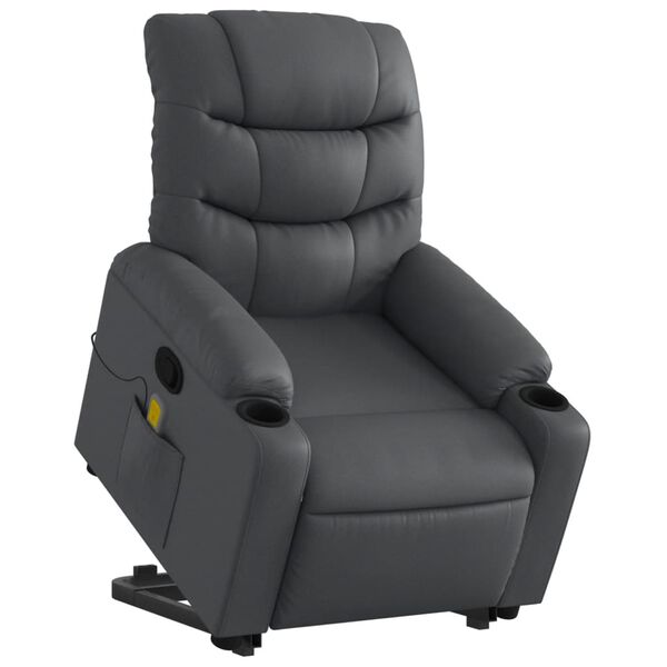 vidaXL Fauteuil inclinable de massage Gris Similicuir