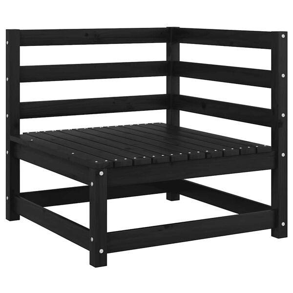 vidaXL Canap&eacute;s d'angle de jardin 2 pcs noir bois de pin massif