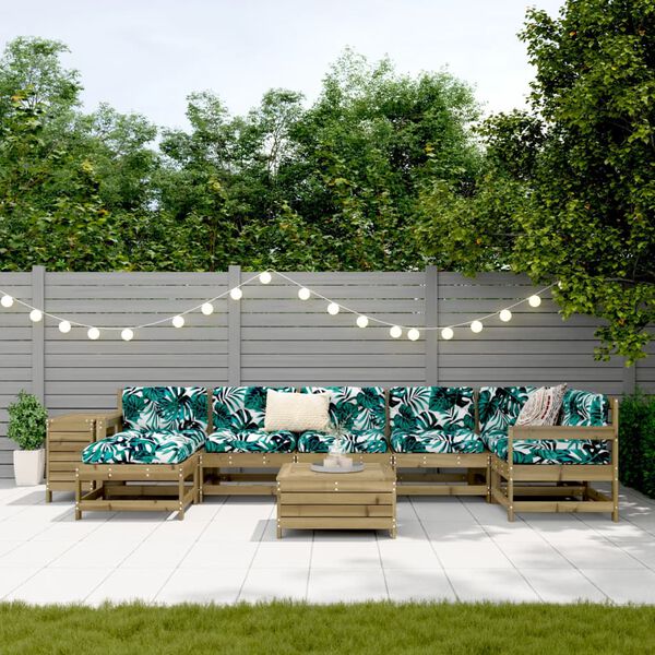 vidaXL Salon de jardin 9 pcs bois de pin impr&eacute;gn&eacute;