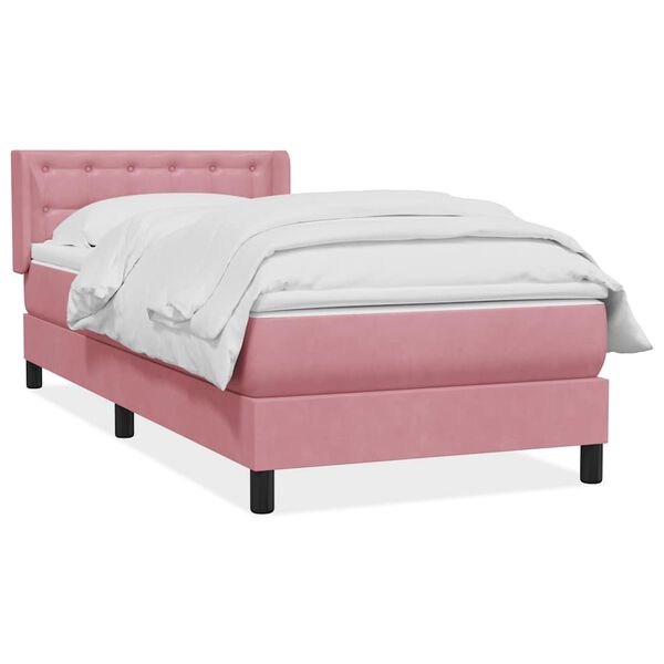 vidaXL Sommier &agrave; lattes de lit avec matelas rose 100x210 cm velours