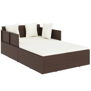 vidaXL Chaise longue avec coussins marron 182x118x63 cm r&eacute;sine tress&eacute;e
