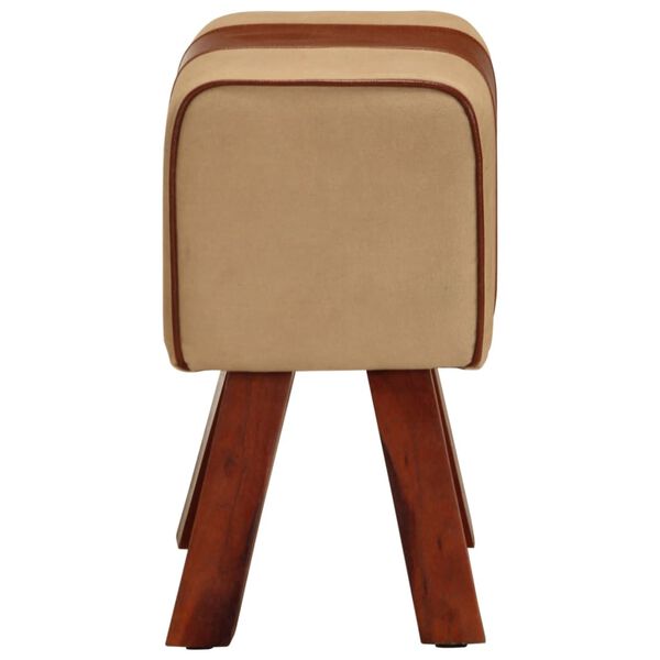 vidaXL Banc saut de cheval 38 cm marron cuir véritable et manguier