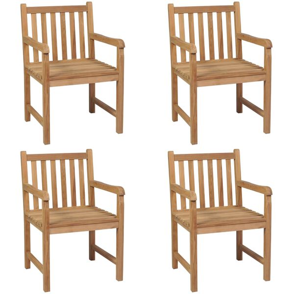 vidaXL Chaises d'extérieur lot de 4 Bois de teck solide