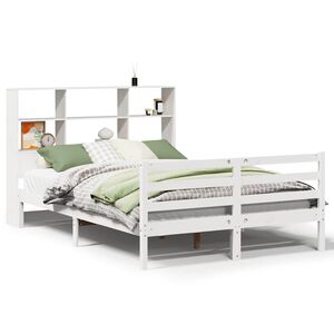 vidaXL Lit biblioth&egrave;que sans matelas blanc 120x200 cm bois pin massif