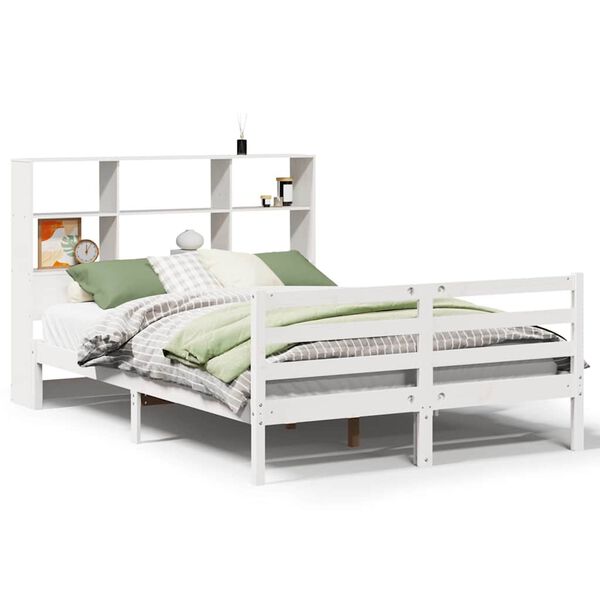 vidaXL Lit biblioth&egrave;que sans matelas blanc 120x200 cm bois pin massif
