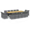vidaXL Ensemble &agrave; manger de jardin coussins 15 pcs R&eacute;sine tress&eacute;e Gris