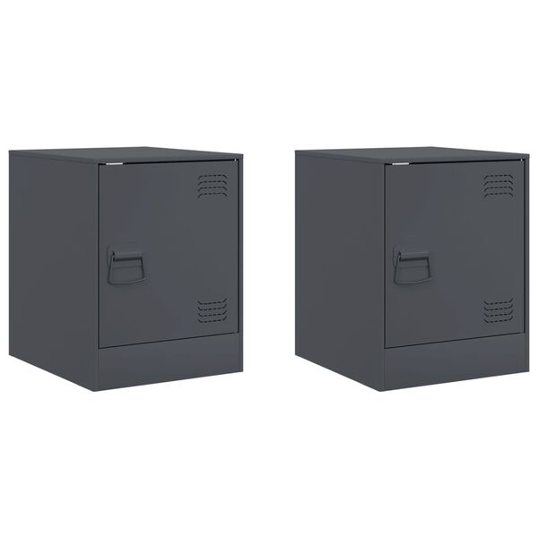 vidaXL Tables de chevet 2 pcs anthracite 34,5x39x44 cm acier