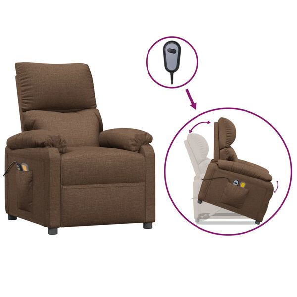 vidaXL Fauteuil de massage Marron Tissu