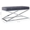 vidaXL Banc 97 cm Gris Tissu de velours et acier inoxydable