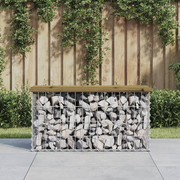 vidaXL Banc de jardin design gabion 83x31,5x42 cm bois de pin impr&eacute;gn&eacute;