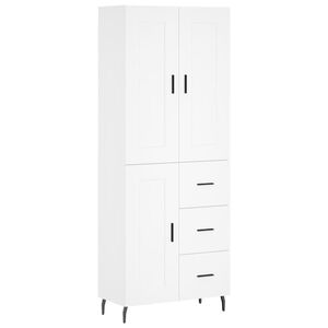 vidaXL Buffet haut Blanc 69,5x34x180 cm Bois d'ing&eacute;nierie