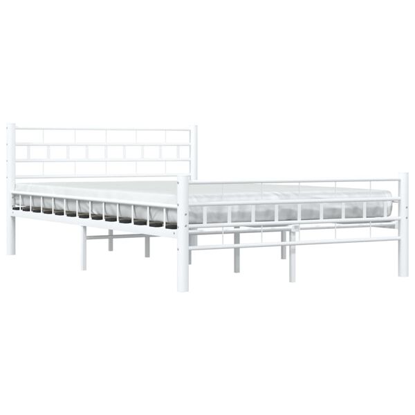 vidaXL Cadre de lit sans matelas blanc m&eacute;tal 140x200 cm