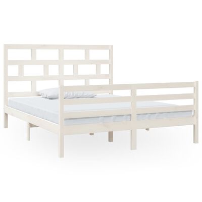 vidaXL Cadre de lit Blanc Bois de pin massif 160x200 cm