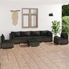 vidaXL Salon de jardin 7 pcs avec coussins R&eacute;sine tress&eacute;e Gris