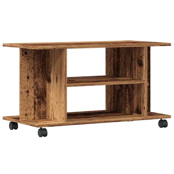 vidaXL Meuble TV avec roulettes vieux bois 80x40x45 cm bois ing&eacute;nierie