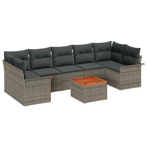 vidaXL Ensemble de canap&eacute; de jardin avec stockage 8 pcs Gris polyrotin