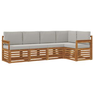 vidaXL Ensemble de canap&eacute;s d'ext&eacute;rieur 5 pc Gris Naturel et Clair