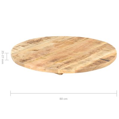 vidaXL Dessus de table Bois de manguier solide Rond 25-27 mm 80 cm