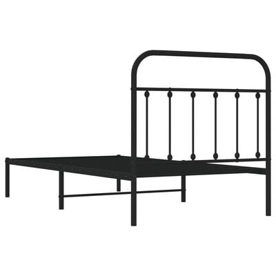 vidaXL Cadre de lit métal sans matelas avec tête de lit noir 100x190cm