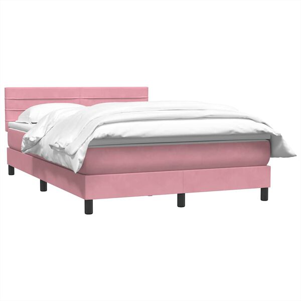 vidaXL Sommier &agrave; lattes de lit avec matelas rose 140x220 cm velours
