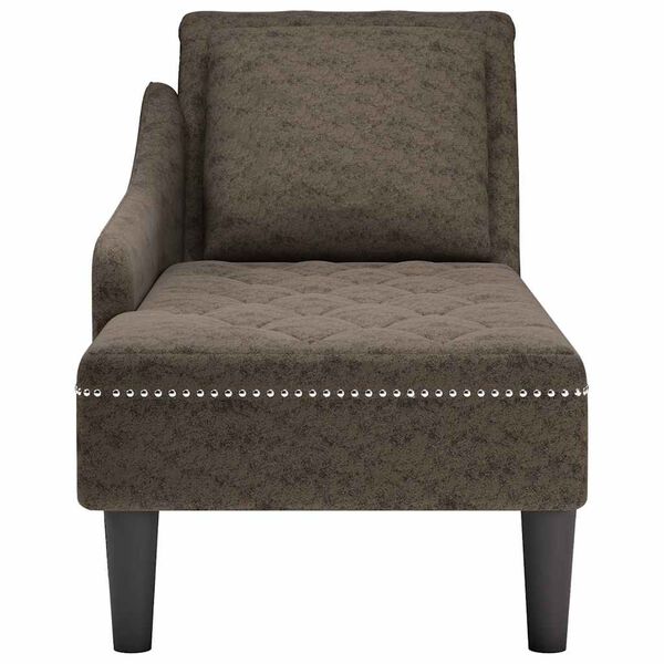 vidaXL Fauteuil long et coussin/accoudoir droit gris foncé similicuir
