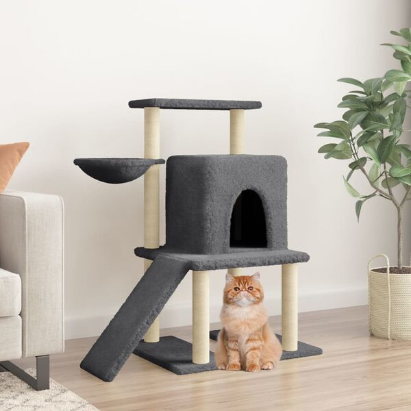 vidaXL Arbre &agrave; chat avec griffoirs en sisal gris fonc&eacute; 96,5 cm